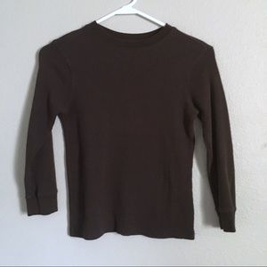 Boys Brown Long Sleeve Waffle Knit Shirt